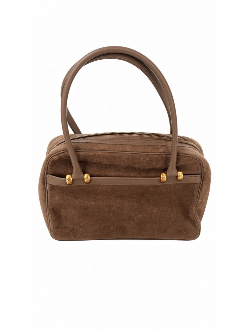 Vintage Morris Moskowitz Brown Suede Leather Handbag Purse Gold Hardware USA